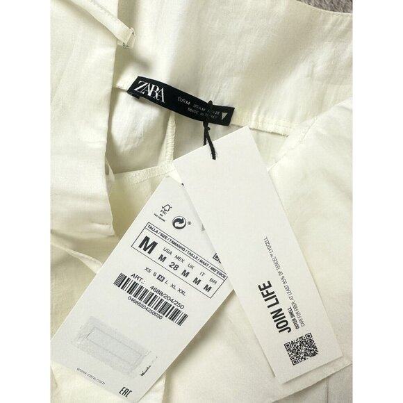 ZARA Women’s LINEN BLEND CUT OUT JUMPSUIT DRESS Size M New - Picture 11 of 15